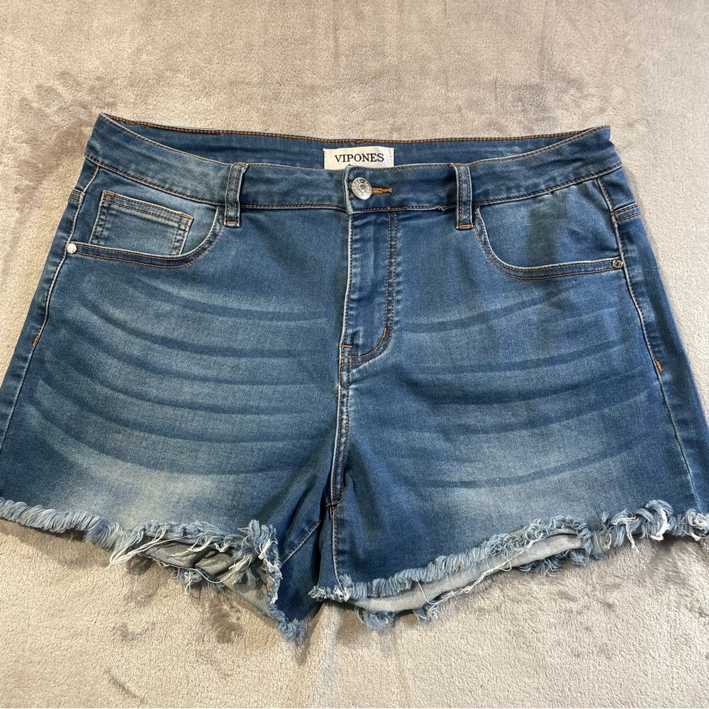 Vipones Shorts Denim Cutoffs Medium/Light Wash High Rise Women’s Size 14